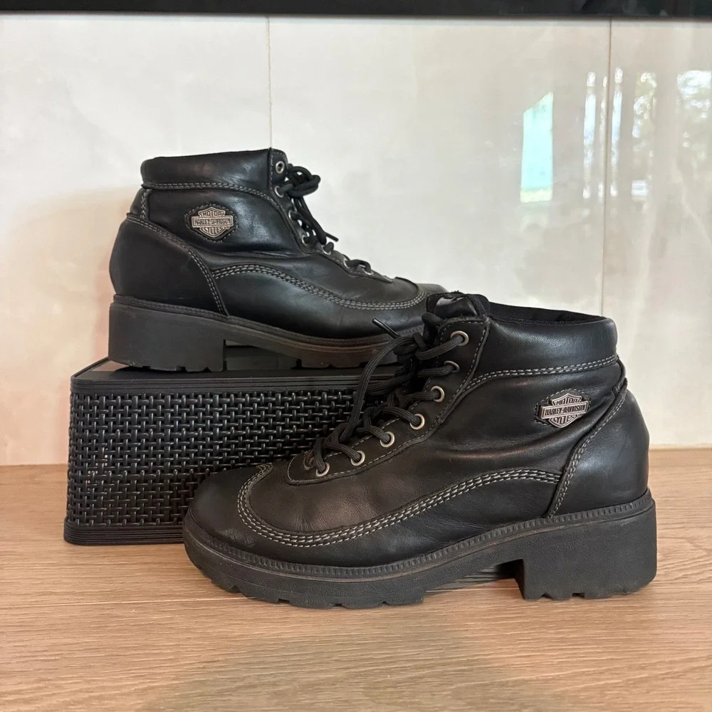 Harley-Davidson Motorcycle Boots Black Boots Leather Size 8.5 Women's
